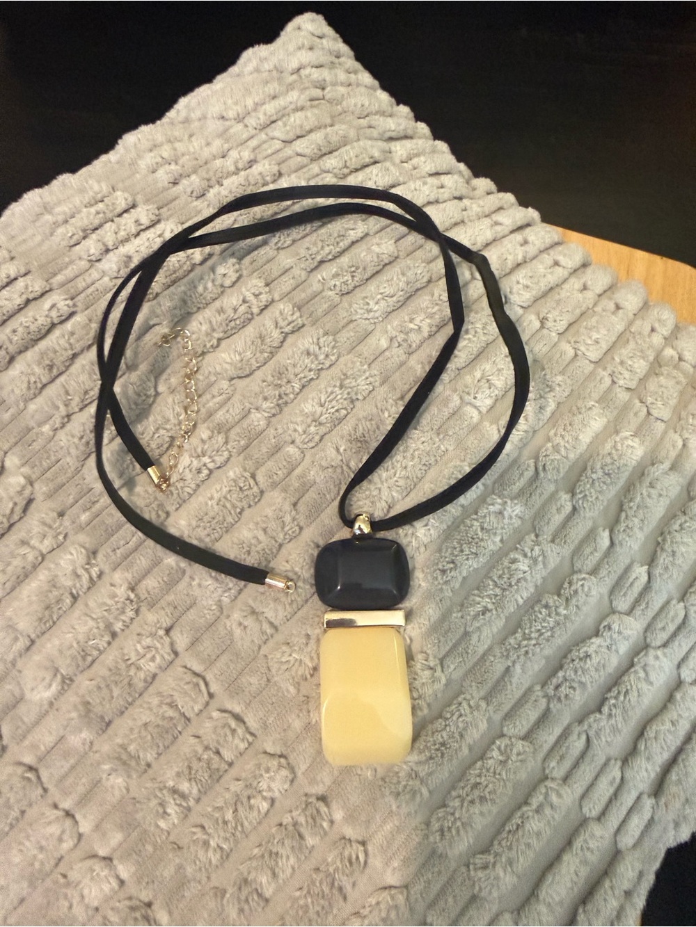 Black & Ivory Geometric Statement Pendant Necklace
